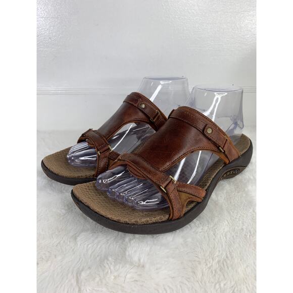 Merrell Glade Autumn Brown Leather Slide Sandals Women’s Size 8 - Picture 1 of 8